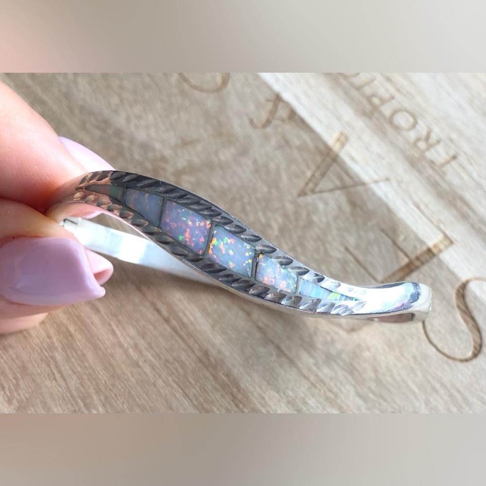 Silver Bracelet with Opal Inlay